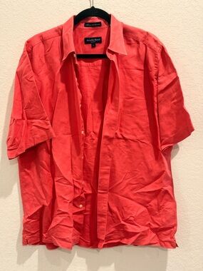 Austin Reed Men’s Short-Sleeve Button-Down Shirt - Coral
